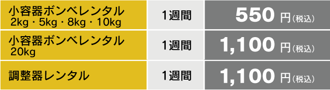 LPガス小容器ボンベ レンタル